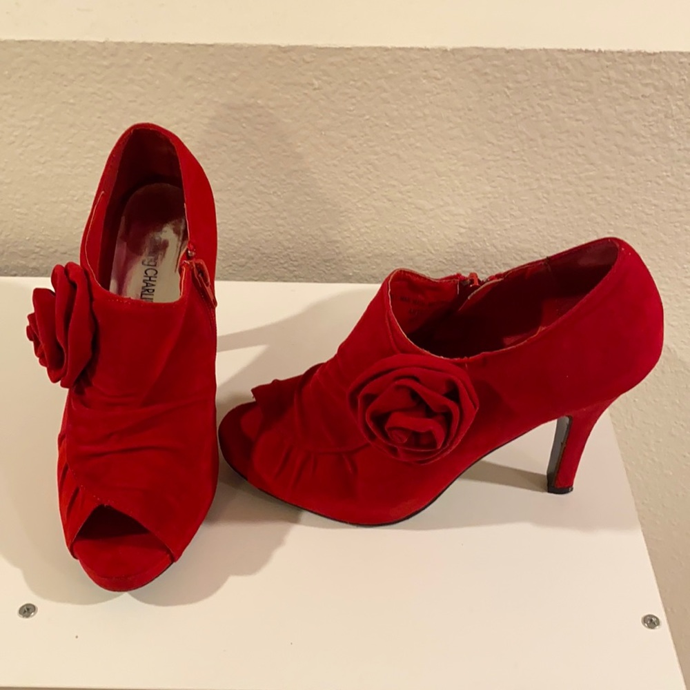 Charming Charlie Faux Suede Open Toe Bootie